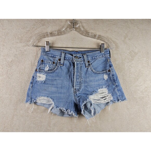 Levi's 501 Women's Distressed Denim Cut Off Jean Shorts Size 25 - Picture 1 of 3